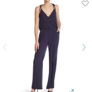 NWT Theory- Navy Surplice Top Wide Leg Jump Suit